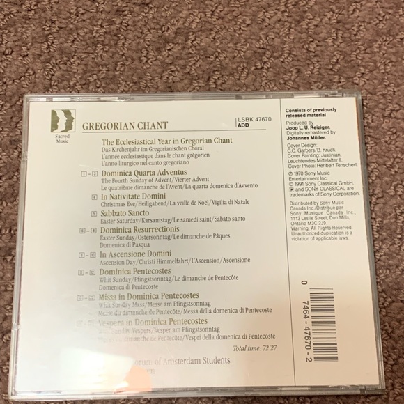 Gregorian Chant CD (3 for $20) - Picture 2 of 3